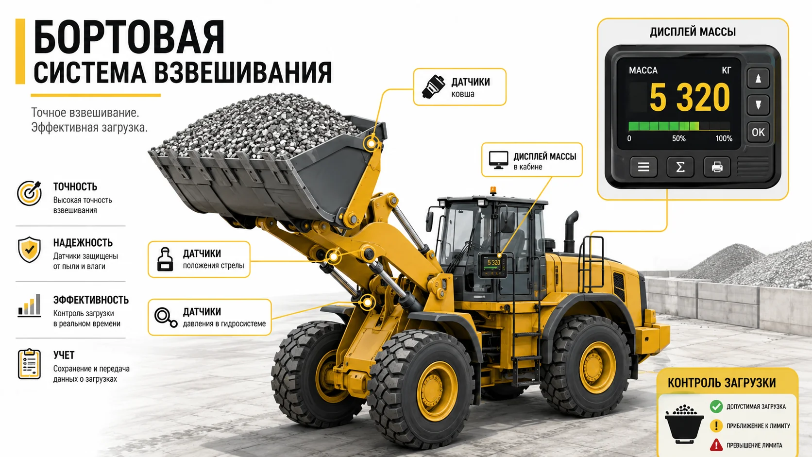 Бортовое взвешивание на погрузчике Бортовое взвешивание на фронтальном погрузчике
