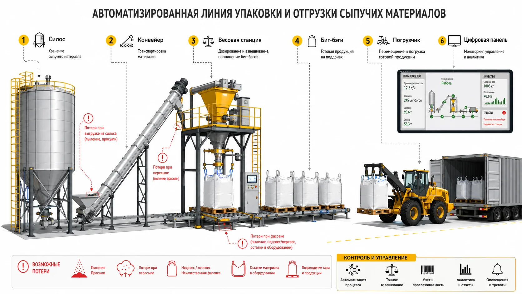 Автоматизация фасовки сыпучих материалов Автоматизация фасовки сыпучих материалов на производственной линии